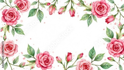 Delicate watercolor rosebuds and leaves, repeating pattern , summer, romantic