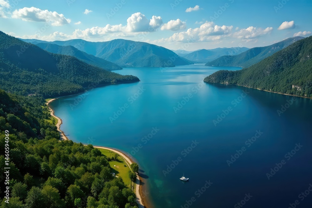 Distinctive shoreline, irregular lake edge with inlets and bays, water, design, form Distinctive shoreline, irregular lake edge with inlets and bays, water, design, form