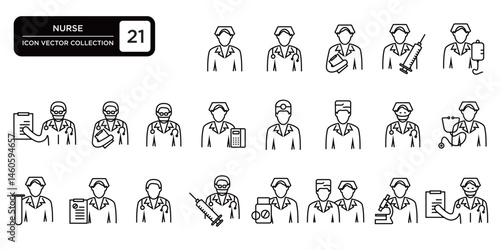 Nurse icons collection, editable and resizable vector icons.