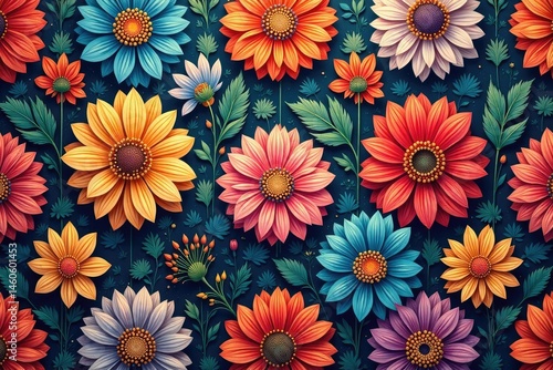 Intricate floral design, repeating seamlessly , tileable texture, leaf