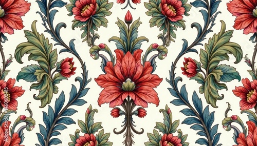 Intricate floral damask pattern, elegant swirls and leaves , elegant, design, decoration