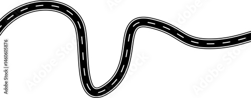 Winding road or highway way. Street map icon. Vector isolated illustration