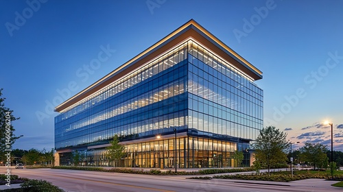Obraz na płótnie A dynamic modern structure with smooth glass panels and clean lines, representing progress and success in a thriving urban landscape w salonie