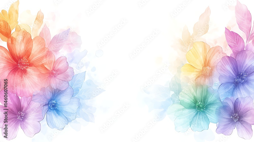 Obraz premium Floral watercolor style artwork featuring vibrant flora in a nature setting