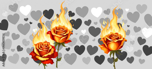 Obraz na płótnie burning roses background illustration w salonie