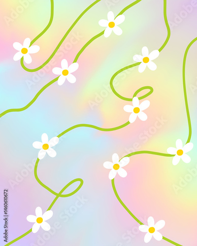 seamless chamomile flower and jasmine tea flower vector illustration. high quality color pastel backgroung. for printable or wrapping