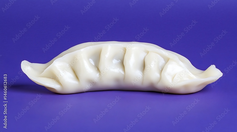 Naklejka premium Single dumpling on a purple surface