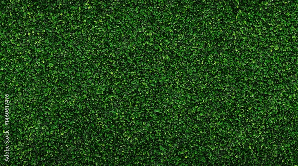 Fototapeta premium A dense, vibrant green hedge wall with tightly packed leaves creating a lush, natural texture.