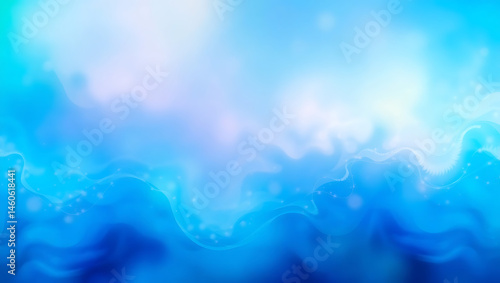 Dreamy Abstract Blue Background with Soft Light: Tranquil Aquatic Patterns and Fluid Motion