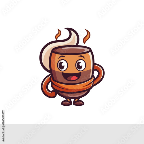 Cute Cartoon Coffee Cup with Steam