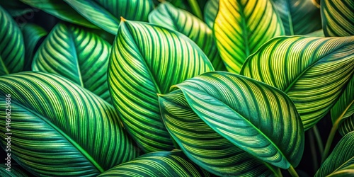Vibrant Green Foliage with Striking Linear Patterns, a Lush Display of Natural Texture and Color