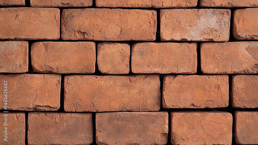 Fototapeta premium A close-up view of a rustic red brick wall with visible texture and mortar lines.
