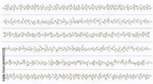 Six Elegant Floral Borders Design Set