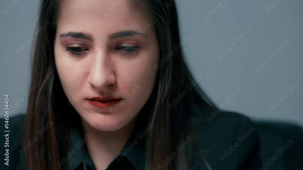 Slow Motion Close-Up of burned out Businesswoman in Suit Drinking Prosecco from Glass While Working at Office Desk During Workday Slow Motion Close-Up of burned out Businesswoman in Suit Drinking Prosecco from Glass While Working at Office Desk During Workday