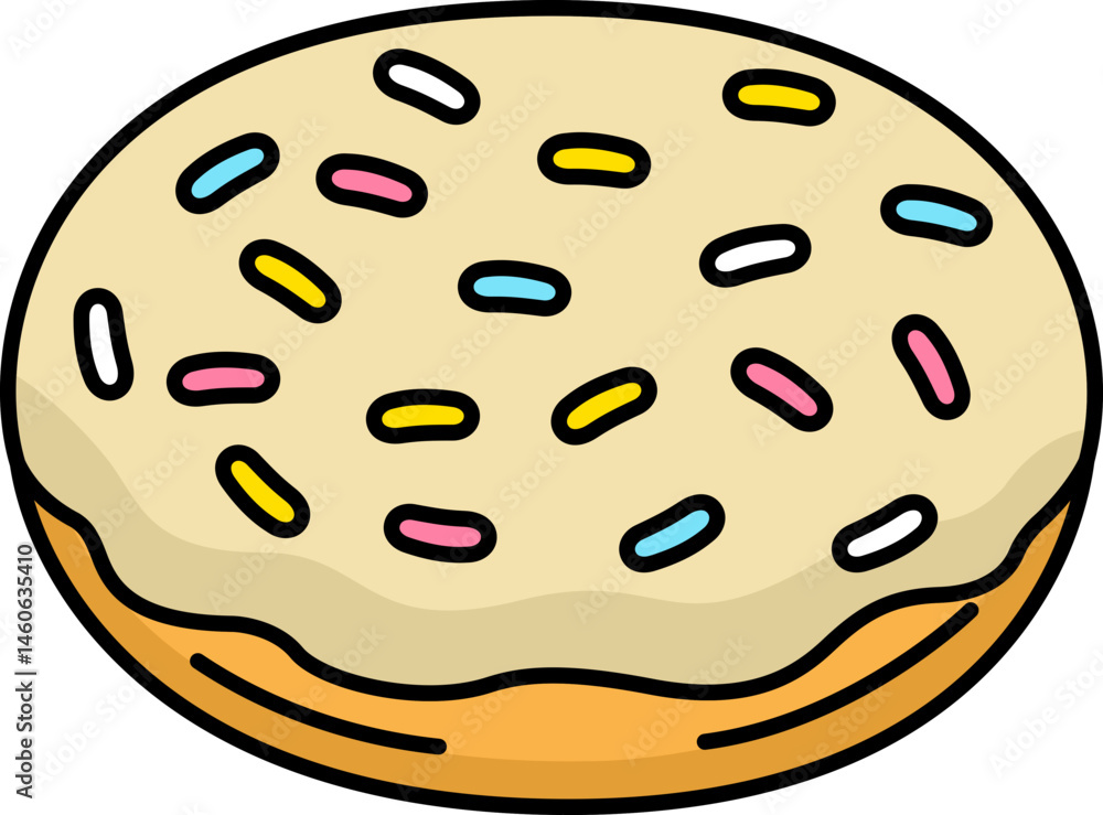 Obraz premium Macchiato glazed donut topped with rainbow sprinkles