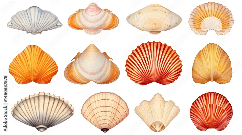 Professional Set of Seashells Isolated on White Background for Design Projects Professional Set of Seashells Isolated on White Background for Design Projects
