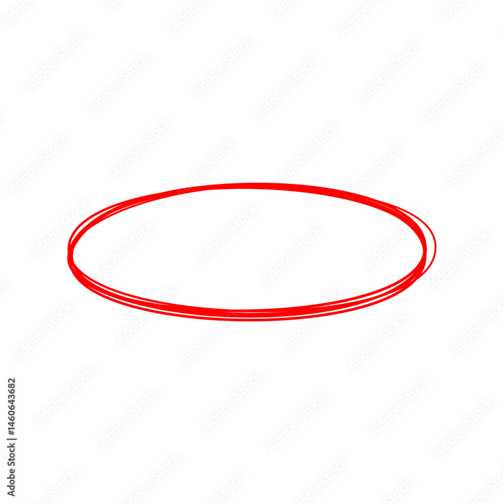 Red Hand Drawn Doodle Oval. Highlight Element Vector Illustration Red Hand Drawn Doodle Oval. Highlight Element Vector Illustration