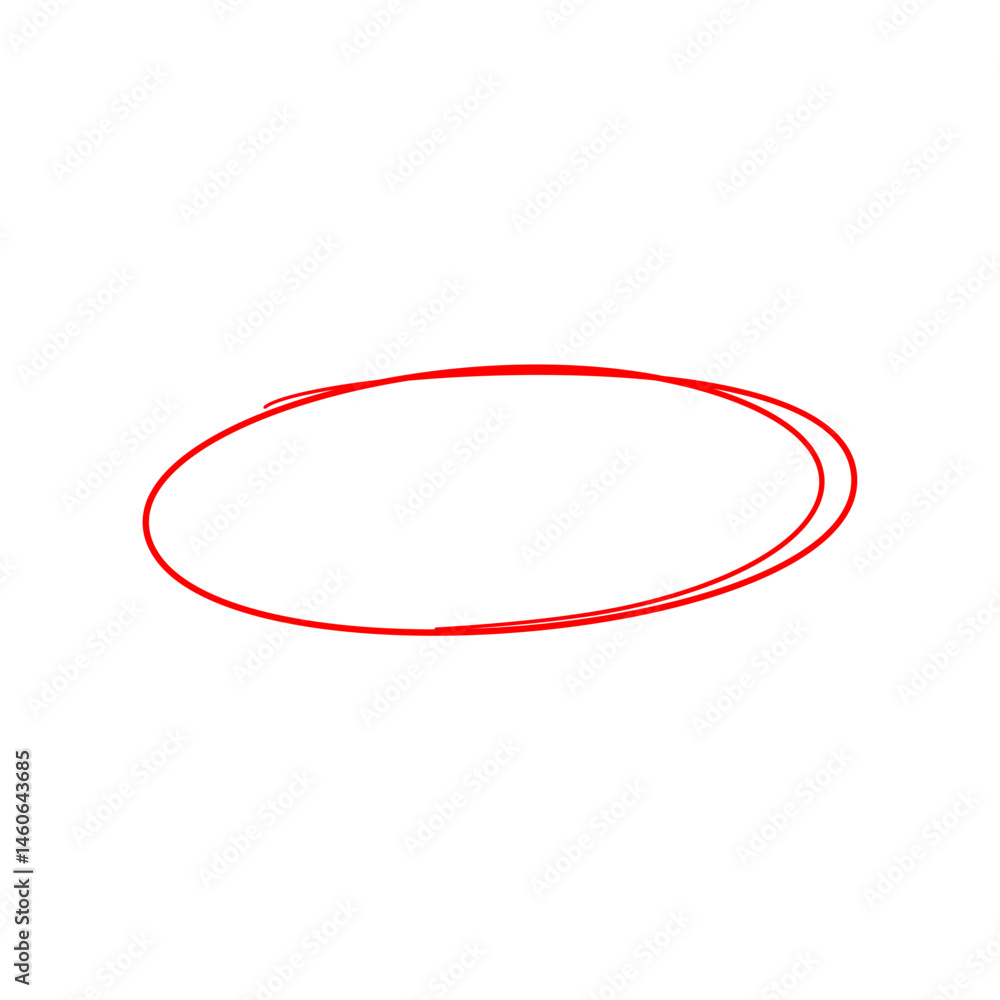 Red Hand Drawn Doodle Oval. Highlight Element Vector Illustration Red Hand Drawn Doodle Oval. Highlight Element Vector Illustration