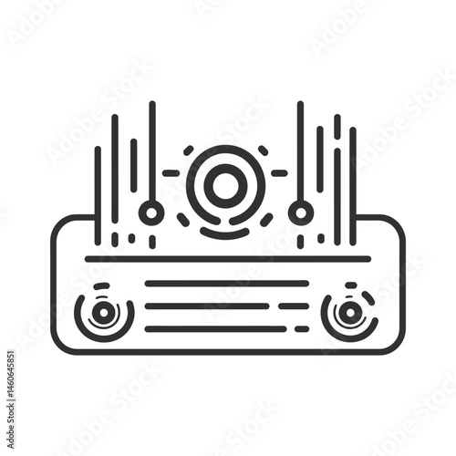 Minimal Audio Controller, Knob, and Sliders Icon in Black Line Style, Transparent