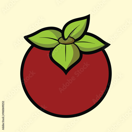 A vibrant illustration of a single mangosteen fruit with its distinctive green top