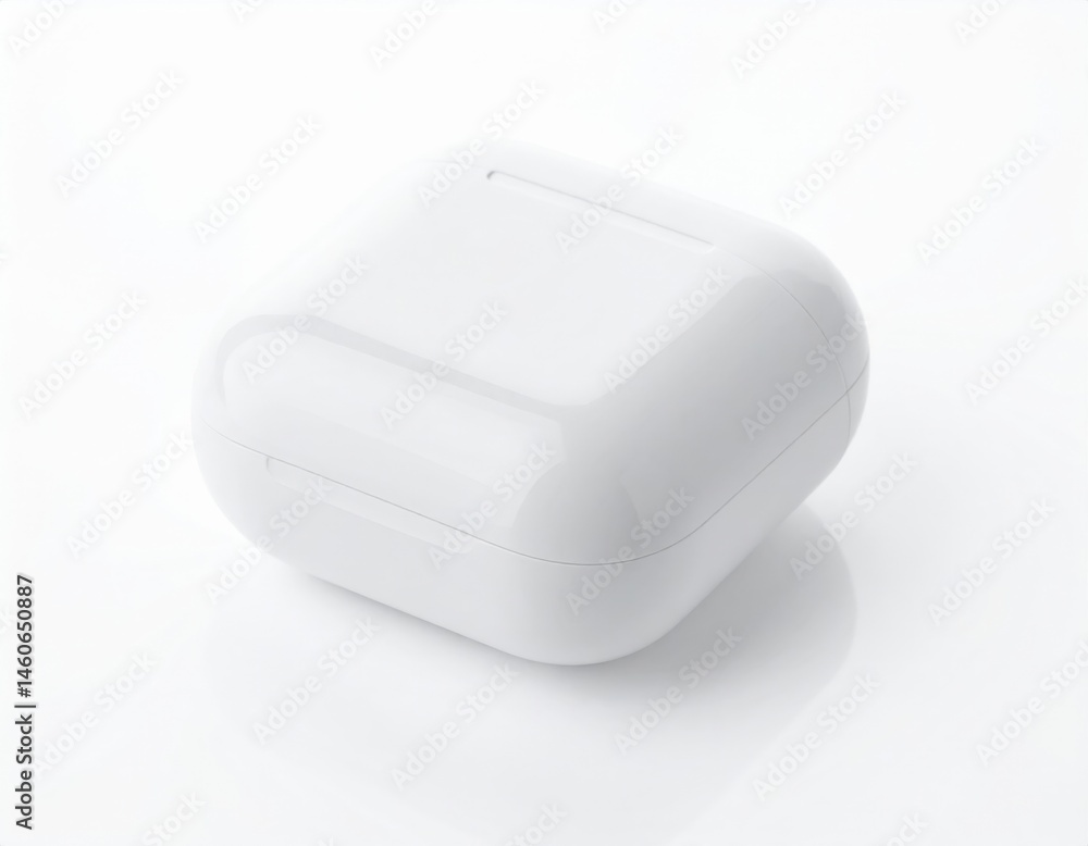 White Earbud Charging Case On White Background White Earbud Charging Case On White Background