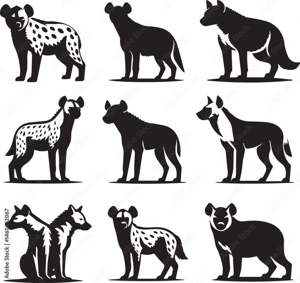 Fototapeta premium a hyena silhouette vector illustration white background
