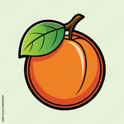 A Vibrant Illustration of a Single Ripe Apricot with a Green Leaf