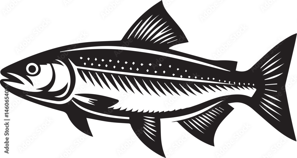 Fototapeta premium vector illustration of a fish white background