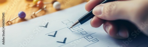 Hand checking off tasks on a checklist