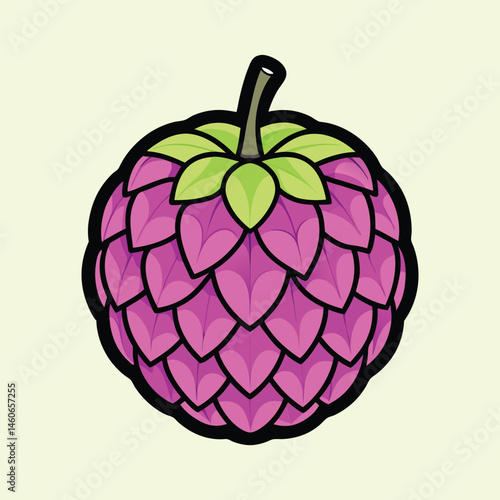 Vibrant Purple Chenille Plant Fruit Illustration Cartoon Style Graphic Design