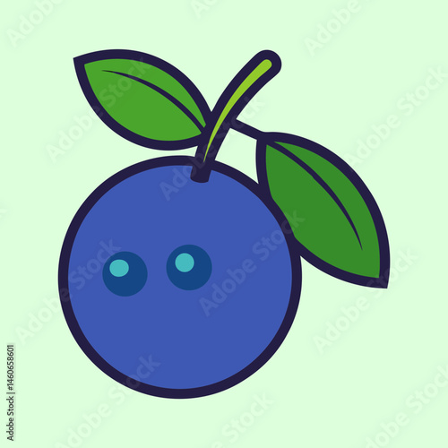 A Delightful Cartoon Blueberry Illustration Featuring Vibrant Colors and Simple Design Elements