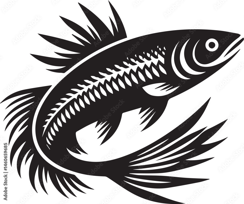 Fototapeta premium vector illustration of a fish white background