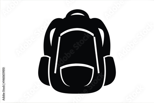 Backpack silhouette vector, School bag black silhouette, Backpack icon
