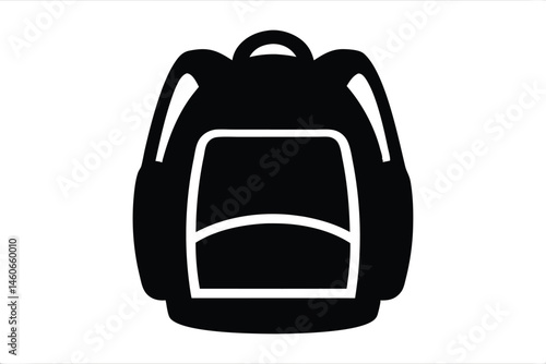 Backpack silhouette vector, School bag black silhouette, Backpack icon