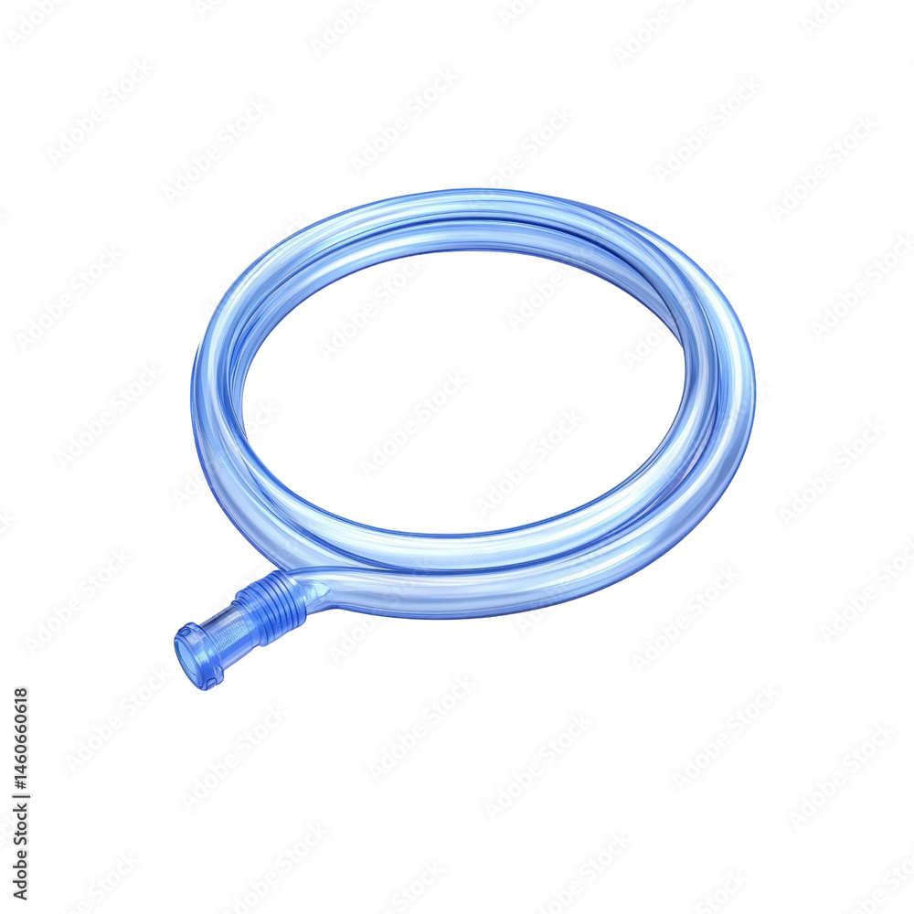 Abstract Blue Medical Tubing Loop Isometric View of Flexible Medical Device Abstract Blue Medical Tubing Loop Isometric View of Flexible Medical Device