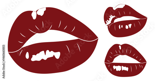 Glossy Red Lips - Cute and Flirty Kiss Collection.