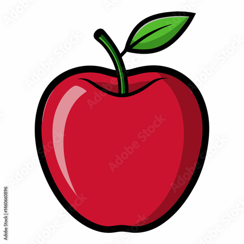 A Red Apple Illustration A Vibrant Cartoon Style Image of a Single Apple
