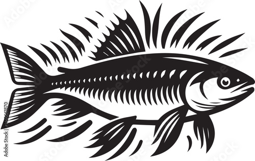 vector illustration of a fish white background