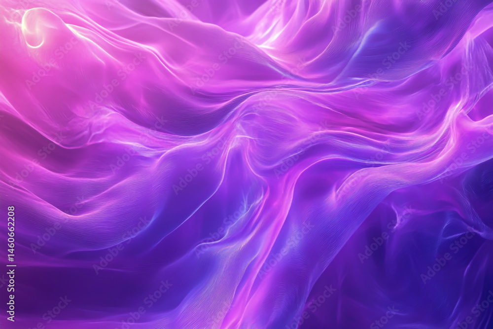 Obraz premium Holographic pastel purple background with smooth, flowing waves and a dreamy, ethereal effect.