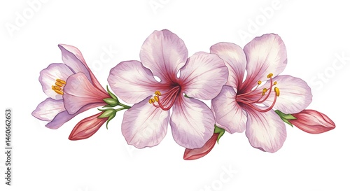 Soft Pastel Watercolor Blossoms: Delicate Floral Illustration AI Generated