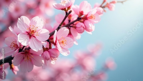 Delicate pink cherry blossoms in full bloom, creating a beautiful floral pattern Perfect for spring themes , sweet, pink flowers, fresh