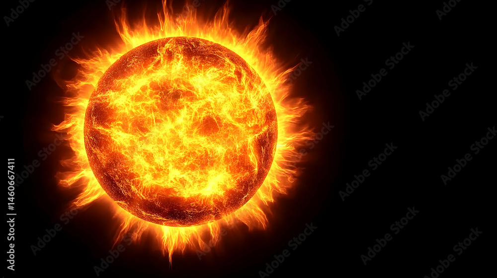 Fototapeta premium Fiery Stellar Orb Blazing in Cosmic Darkness