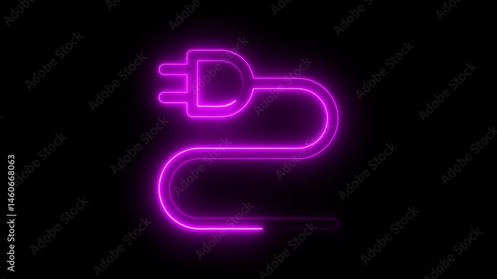 Glowing power charging icon animation on black background. glowing neon blue color mobile phone charger icon animation Glowing power charging icon animation on black background. glowing neon blue color mobile phone charger icon animation
