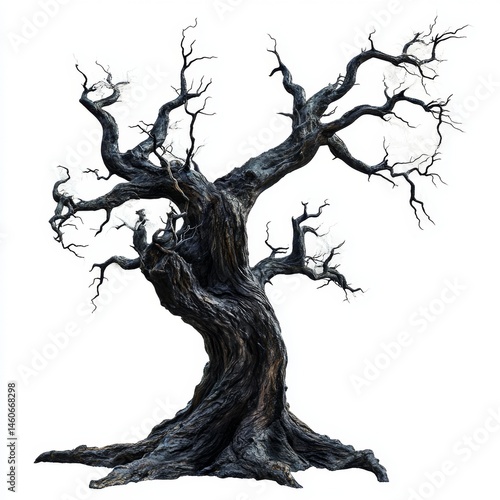 Wallpaper Mural A gnarled, dark, leafless tree with intricate branches Torontodigital.ca