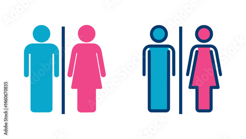 Toilet icon vector isolated on white background. Toilet sign. Man and woman restroom sign vector. Male and female icon