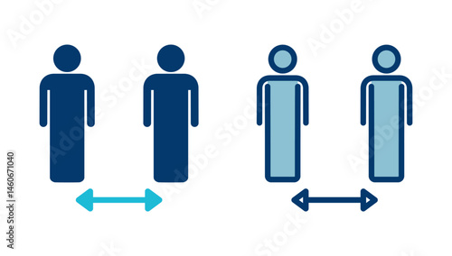 Social distancing icon vector isolated on white background. Keep distance sign. Coronavirus. Social Distancing and Self Quarantine.