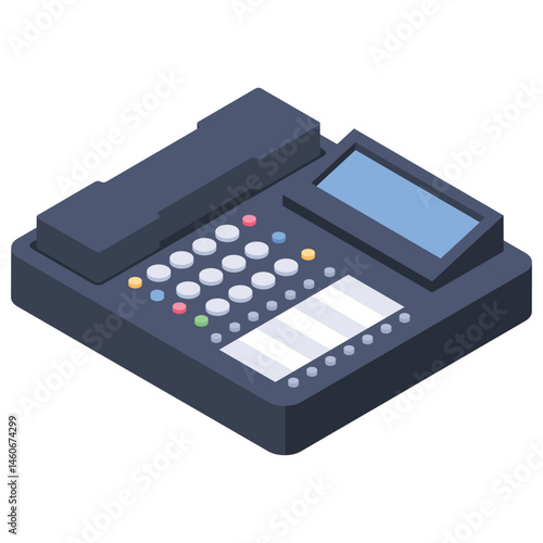 Modern Isometric Office Telephone Icon Illustration
