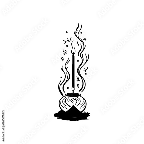 Ethereal candle glow casting shadows, a captivating illustration of mystical illumination