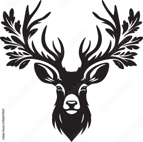 deer head vector art illustration white background