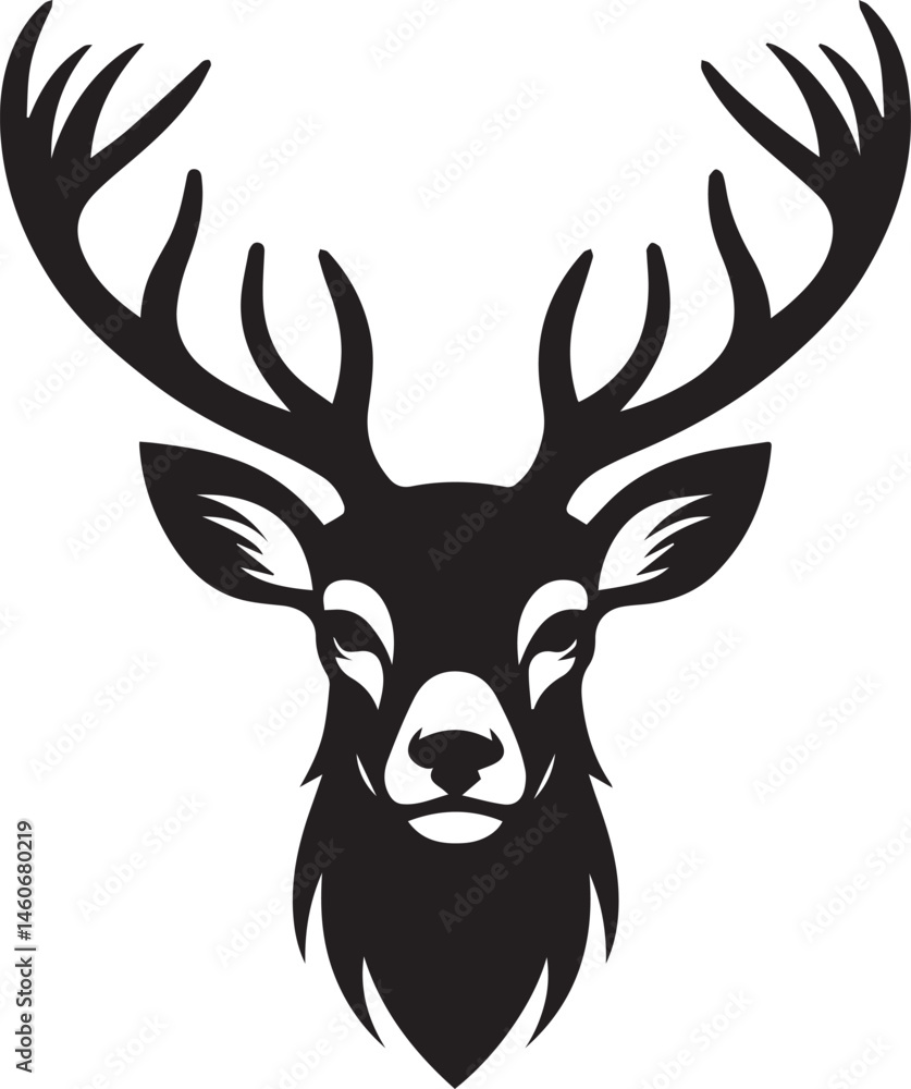 Naklejka premium deer head vector art illustration white background
